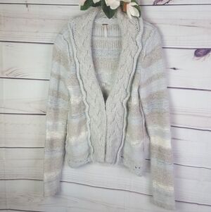 Free People Women's Striped Cable Knit Cardigan Sweater